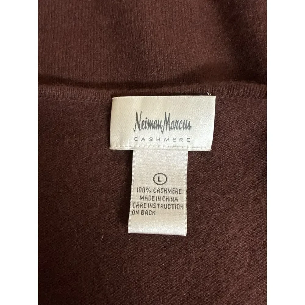 Neiman Marcus 100% Cashmere Sweater Vest Brown Sleeveless Knit Top Size L